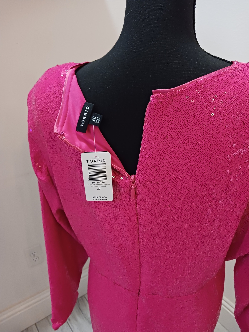 Plus-Size Hot Pink Sequin Midi Dress with Front Slit - Picture 8 of 10